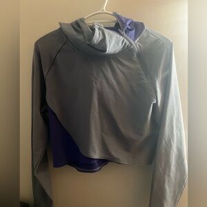 Gray and Purple Hooded Jacket